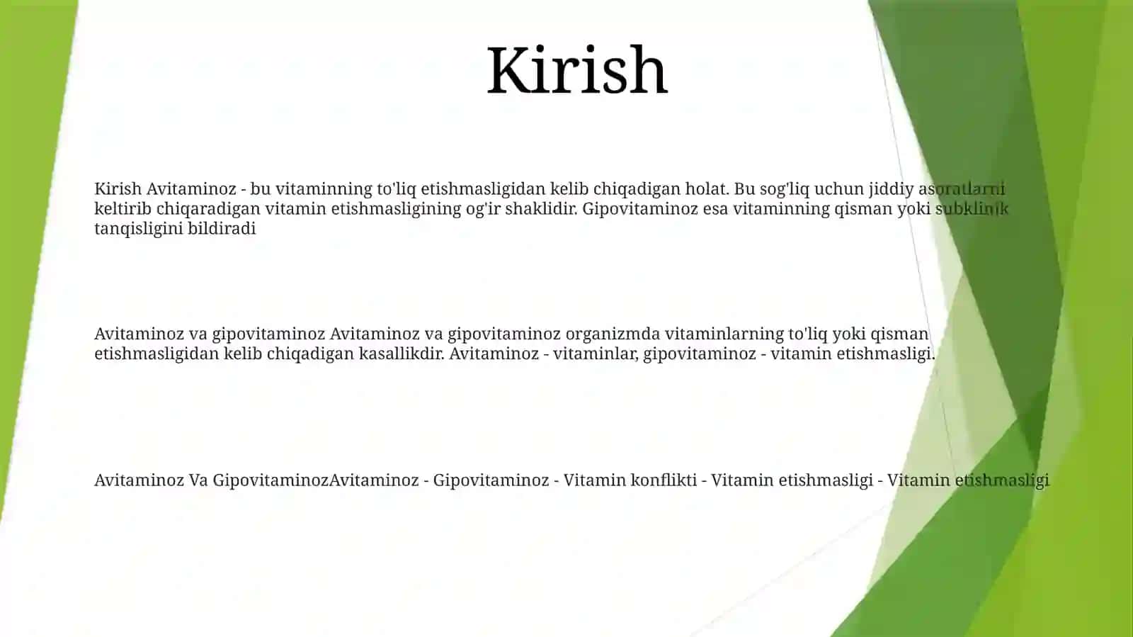 Avitaminoz VaGipovitaminoz 2