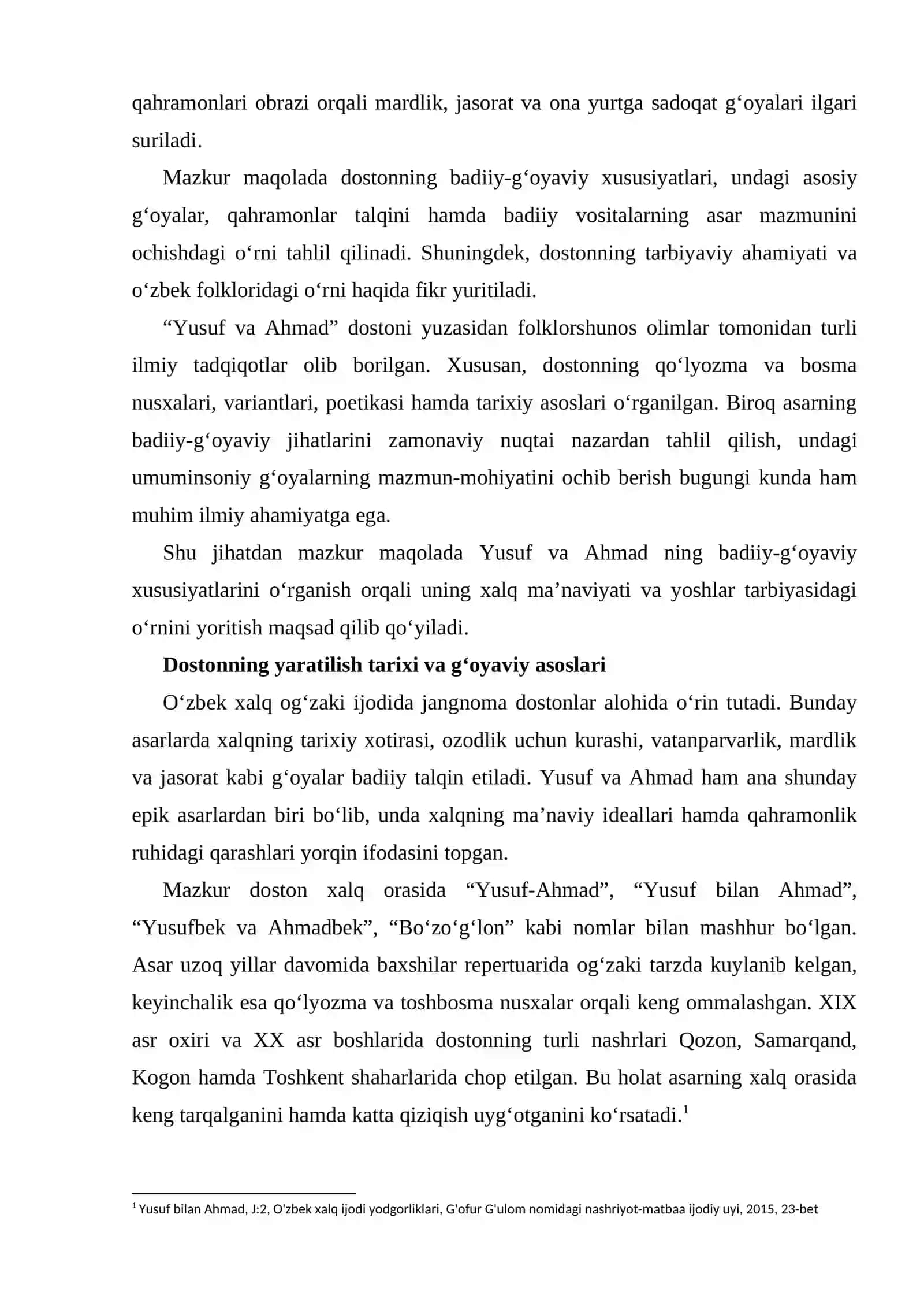 Yusuf va Ahmad dostonining badiiy-g‘oyaviy xususiyatlari 2