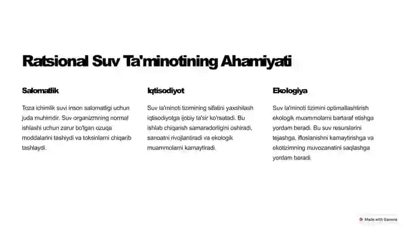 Ratsional Suv Ta'minoti: Zamonaviy Yondashuv 2