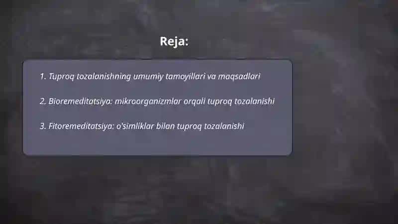 Tuproq tozalanish 2