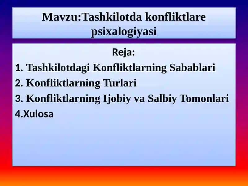 Tashkilotda konfliktlare psixalogiyasi 2