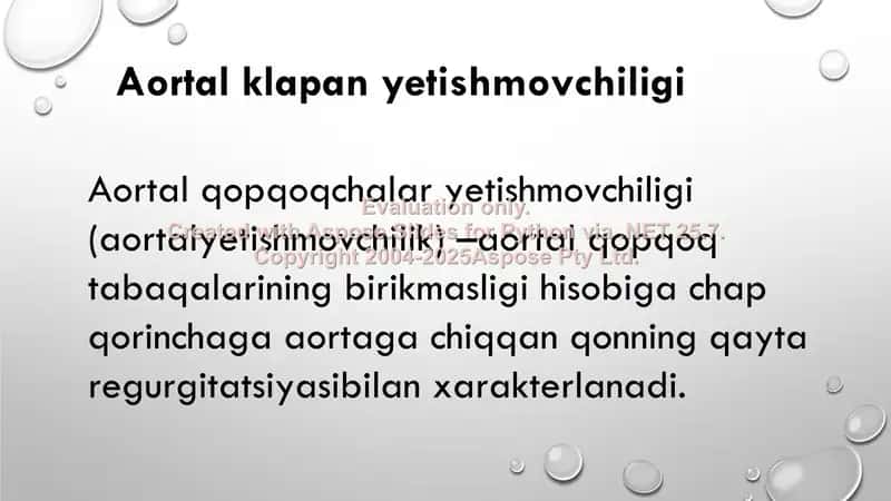 Aortal klapan yetishmovchiligi 2