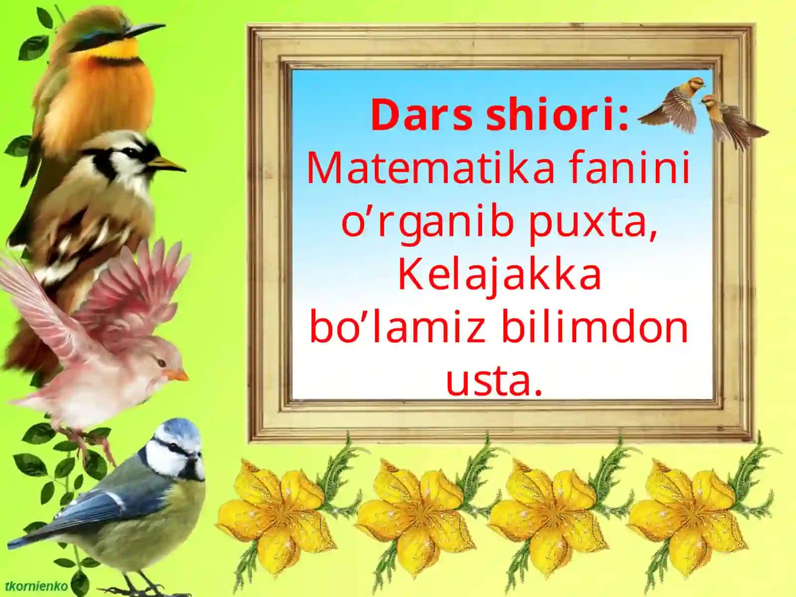 “Dars-muqaddas” matematika fanidan Dars ishlanmasi 2