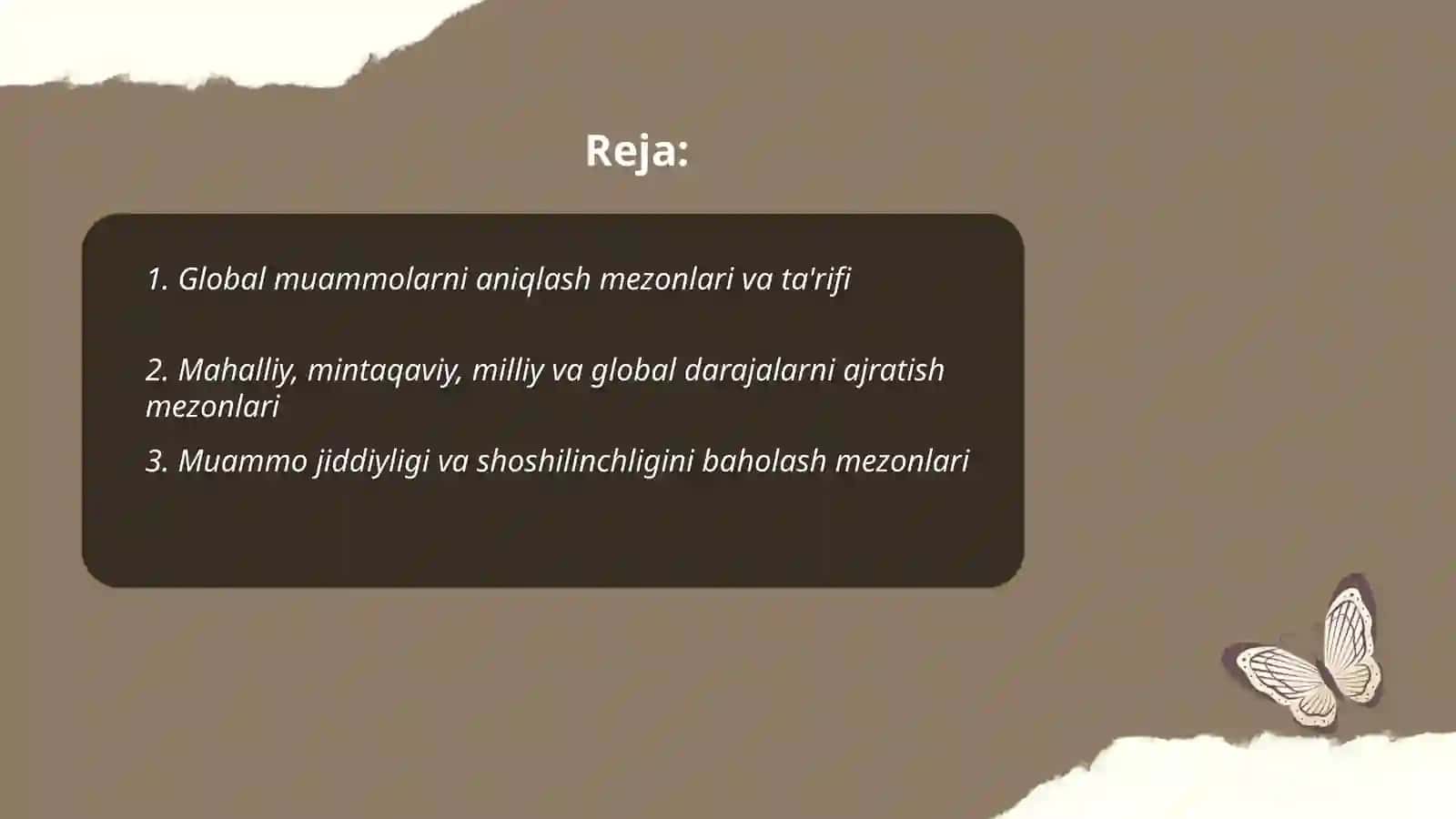 Global muammolarning mezonlari va darajalari 2