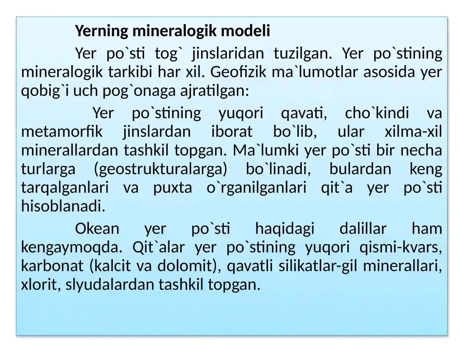 Minerallarni hosil bo‘lish sharoitlari 2
