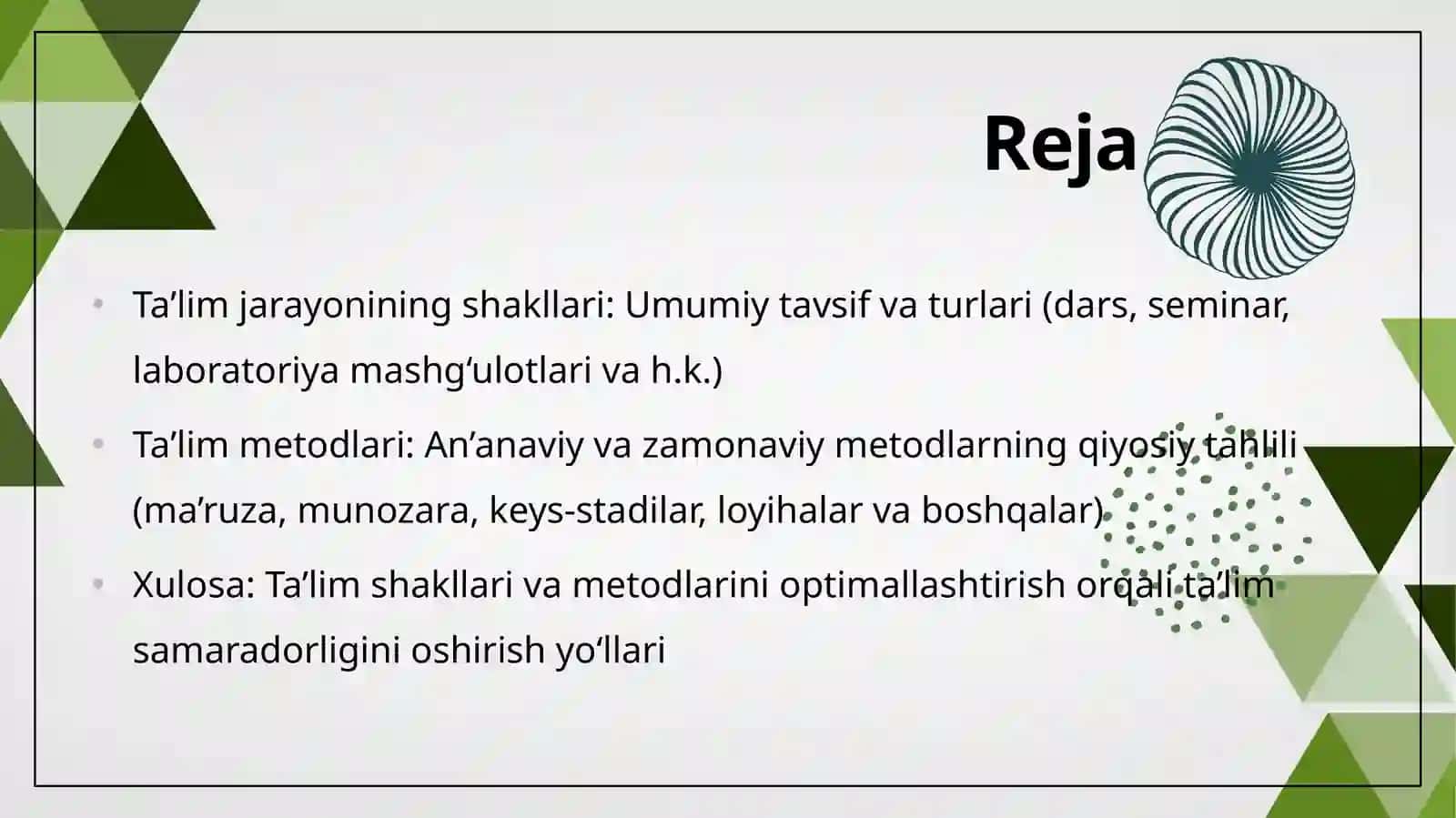 Taʼlim jarayonining shakllari va metodlari 2