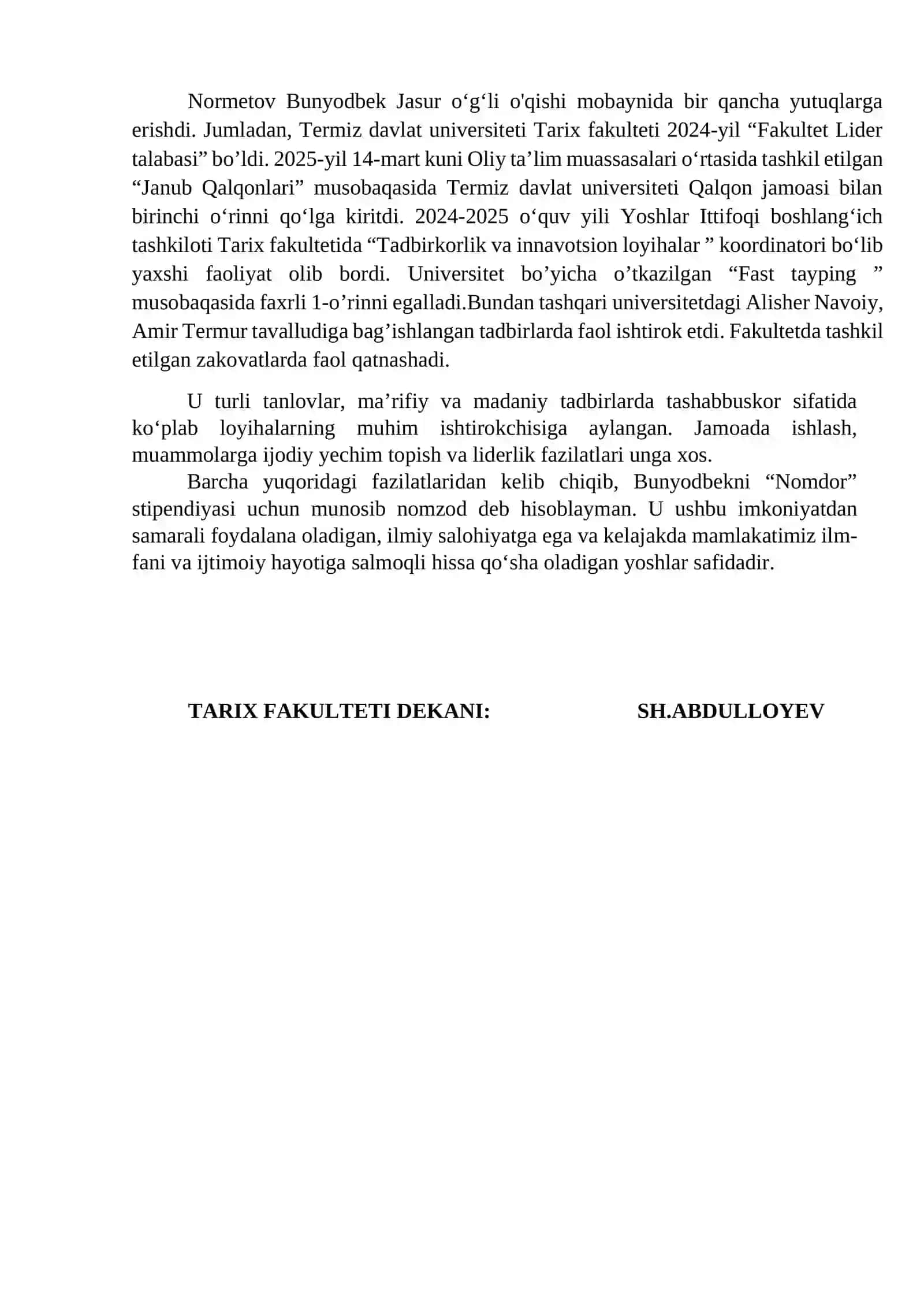 Normetov Bunyodbek Jasur 2