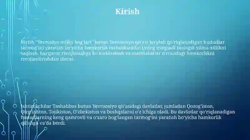 Yevrosiyo Milliy Bog'Lari 2