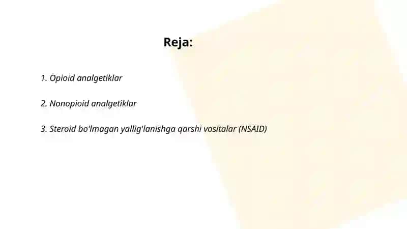 analgeziya qiladigon vositalar 2