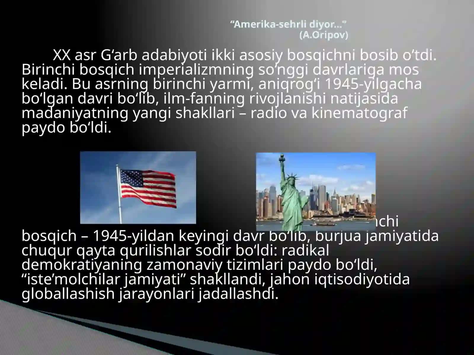XXasr Amerika adabiyotida yangi oqimlar 2