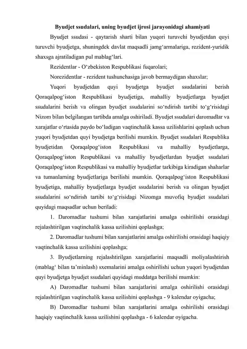 Byudjetlararo munosabatlar hamda qarzlar hisobi 2