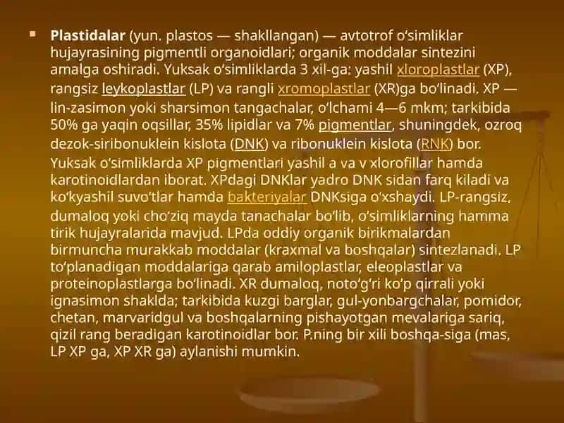 Plastidalar va ularning tiplari tuzilishi 2