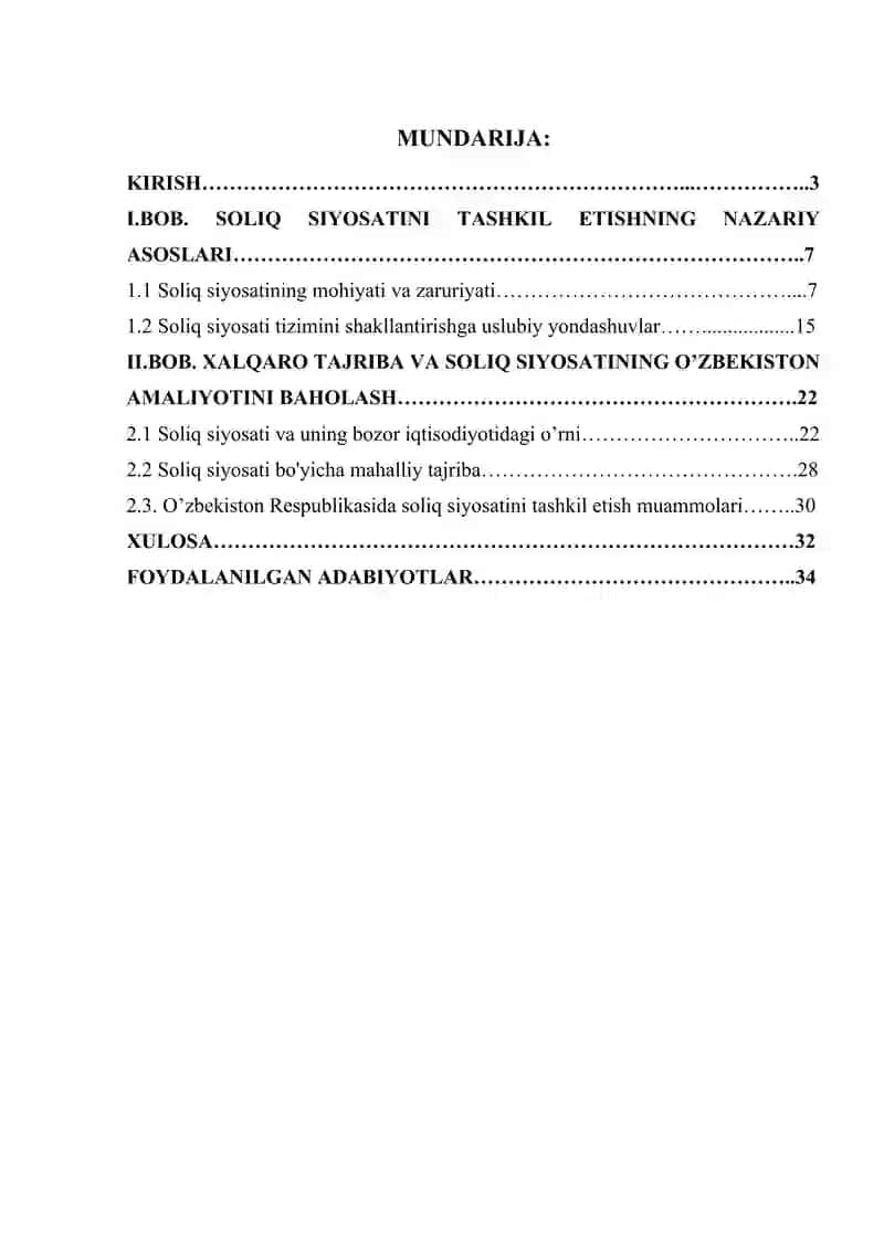 O’zbekiston Respublikasida soliq siyosatini takomillashtirish y’llari 2