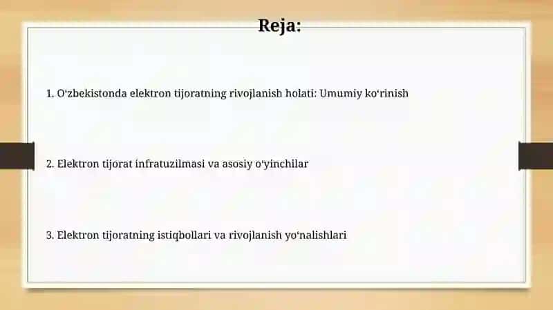 Elektron tijoratning rivojlanish holati 2
