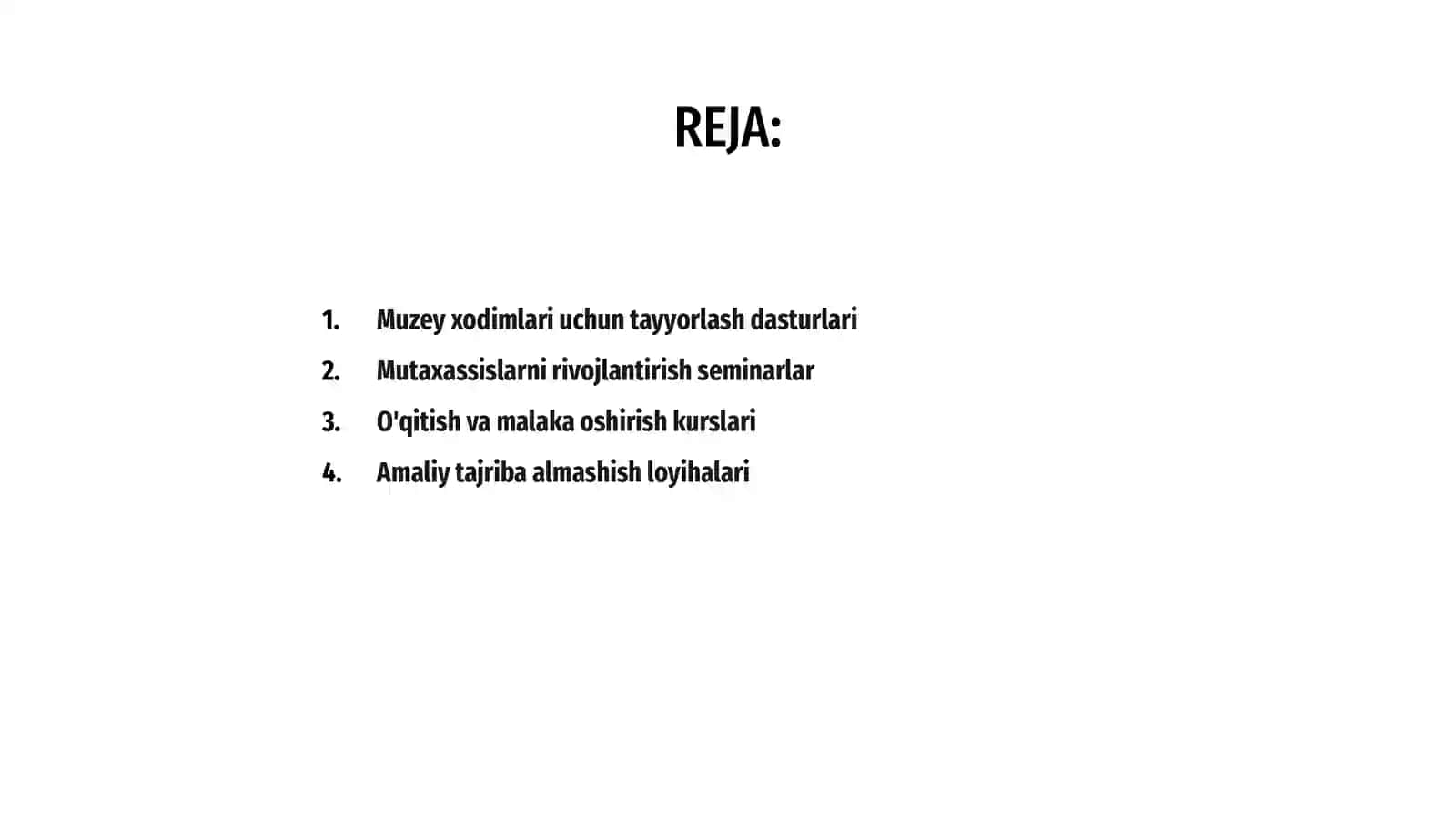 Muzey xodimlari mutaxassislarni tayyorlash tadbirlari 2