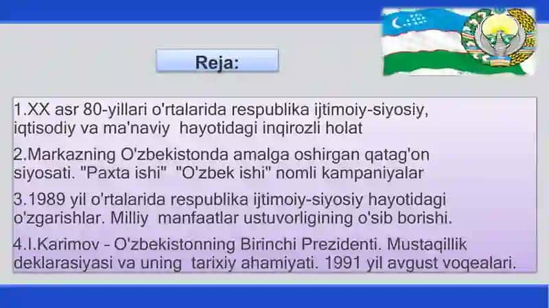 SIYOSIY TIZIMDAGI O‘ZGARISHLAR. MUSTAQILLIKNING E'LON QILINISHI 2