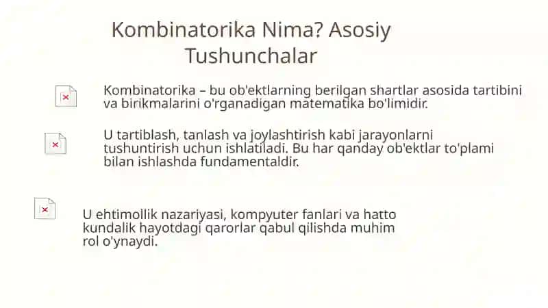 Kombinatorika Formulalari Yordamida Masalalar Tuzishga Kirish 2