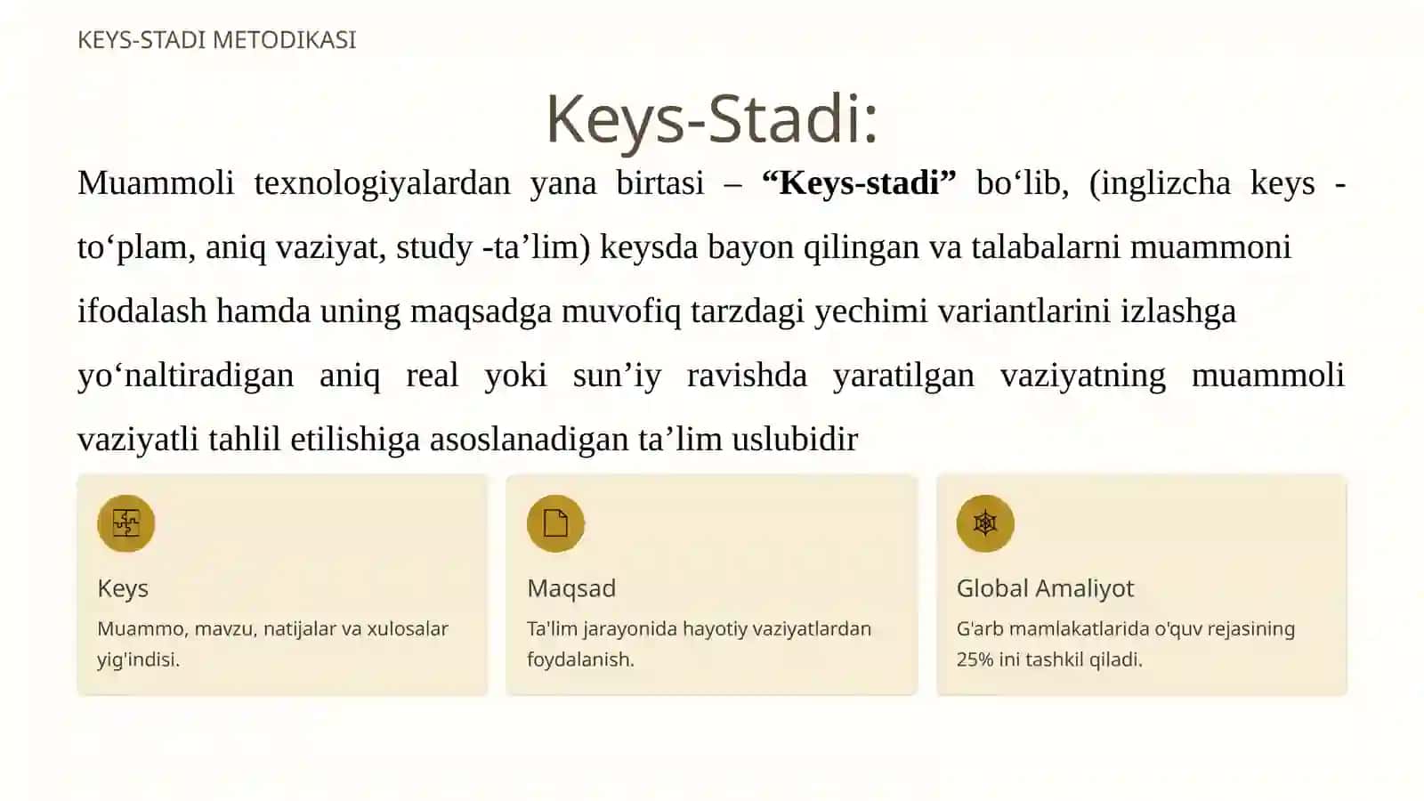 Oliy ta'limda amaliy matematikani Keys-Stadi asosida o'qitish metodikasi 2