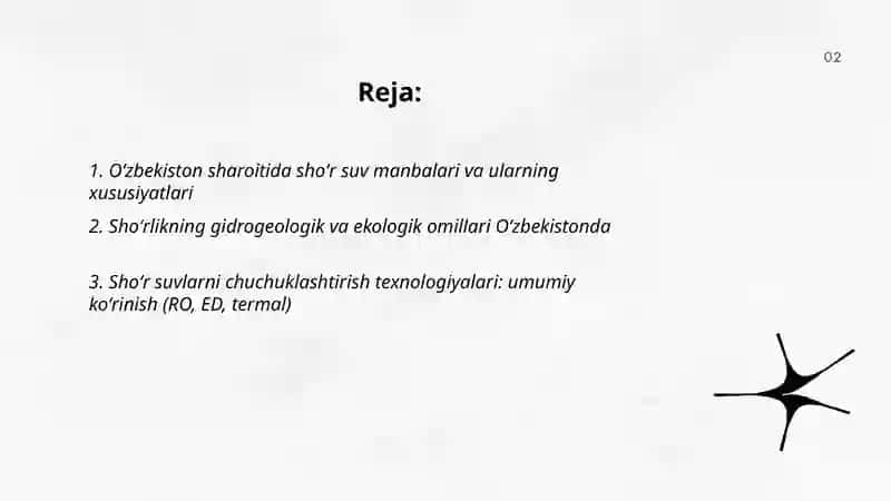 Oʻzbekiston sharoitida sho'r suvlarni chuchuklashtirish 2