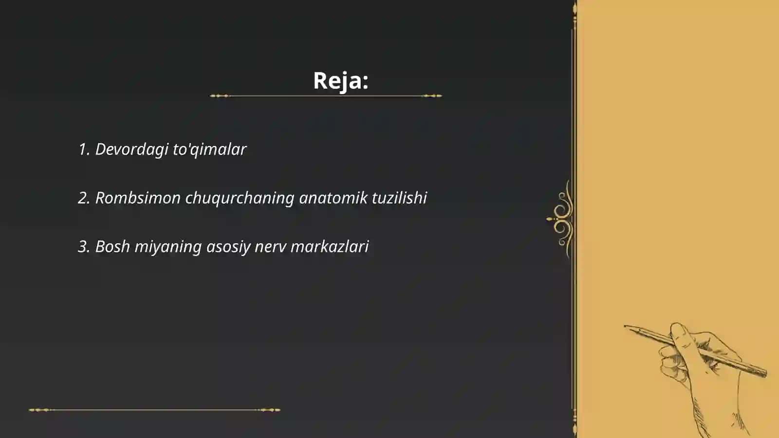 Rombsimon chuqurchada Bosh Miya Nervlari 2