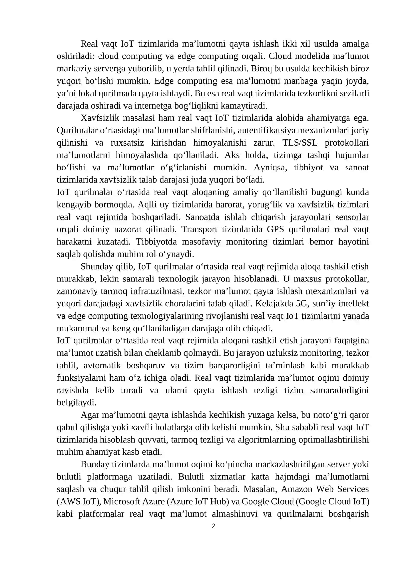 IoT qurilmalar o‘rtasida real vaqt rejimida aloqa tashkil etish 2