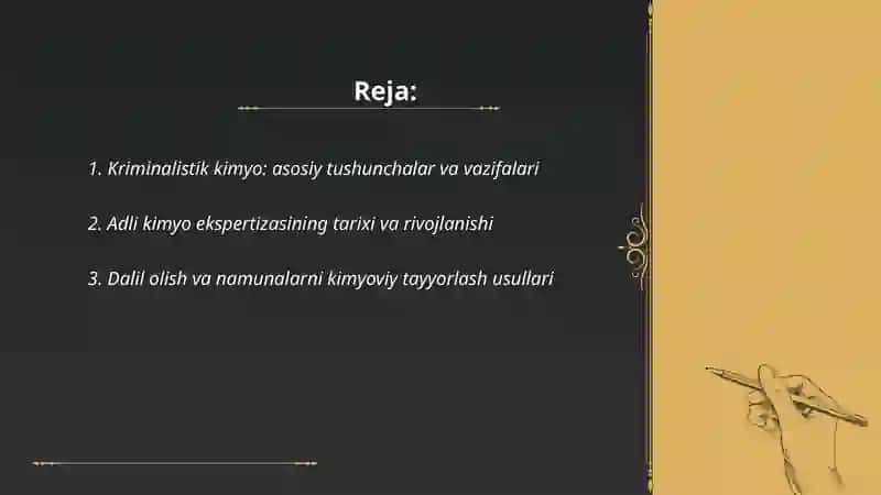Kriminalistikadagi Kimyoning o'rni 2