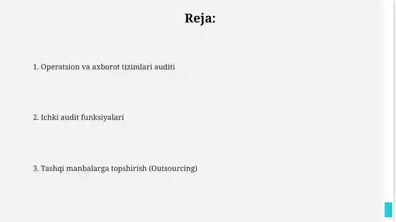 Operatsion audit va Ichki Audit Vazifalari 2