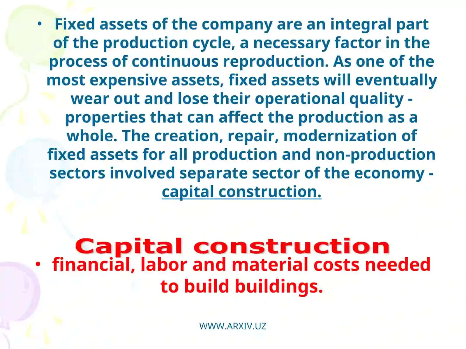 Capital construction in investment activities 2