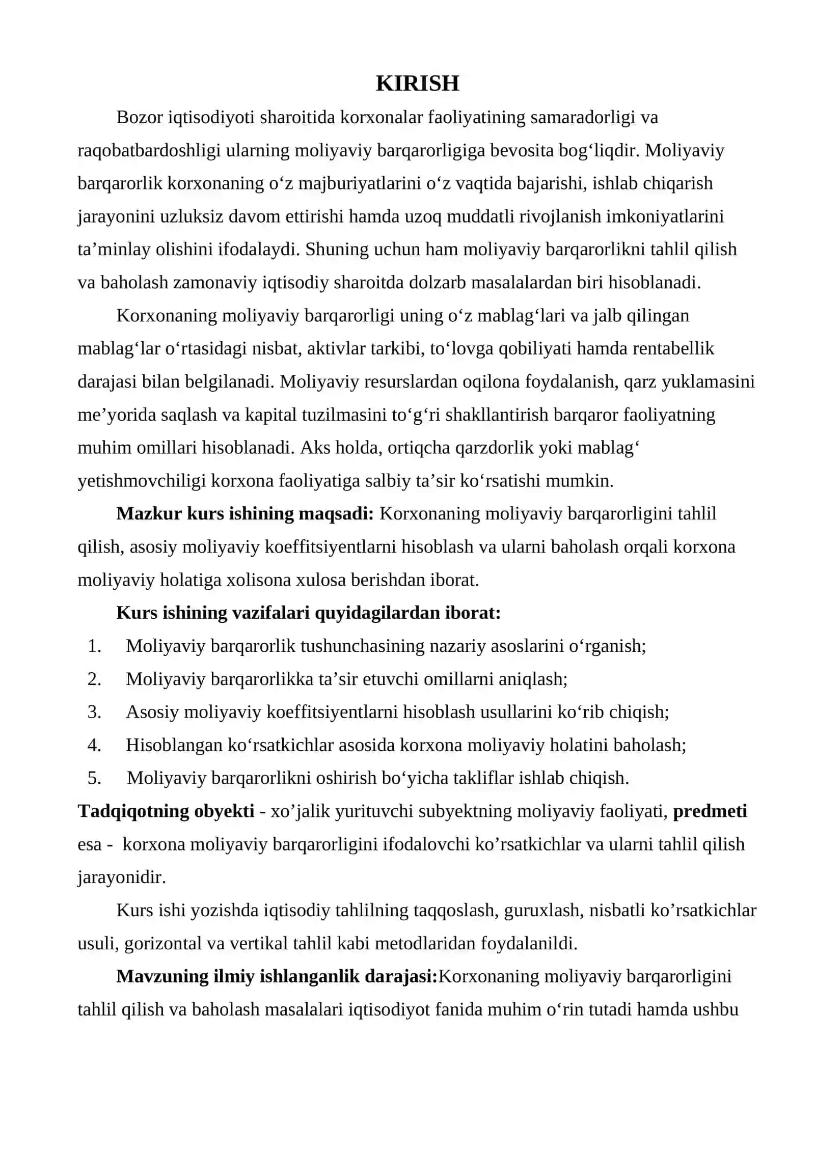 KORXONANING MOLIYAVIY BARQARORLIGINI TAHLIL QILISH 2