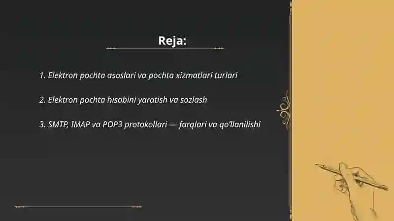 Elektron pochta orqali turli axborotlarni jo’natish va qabul qilib olish 2