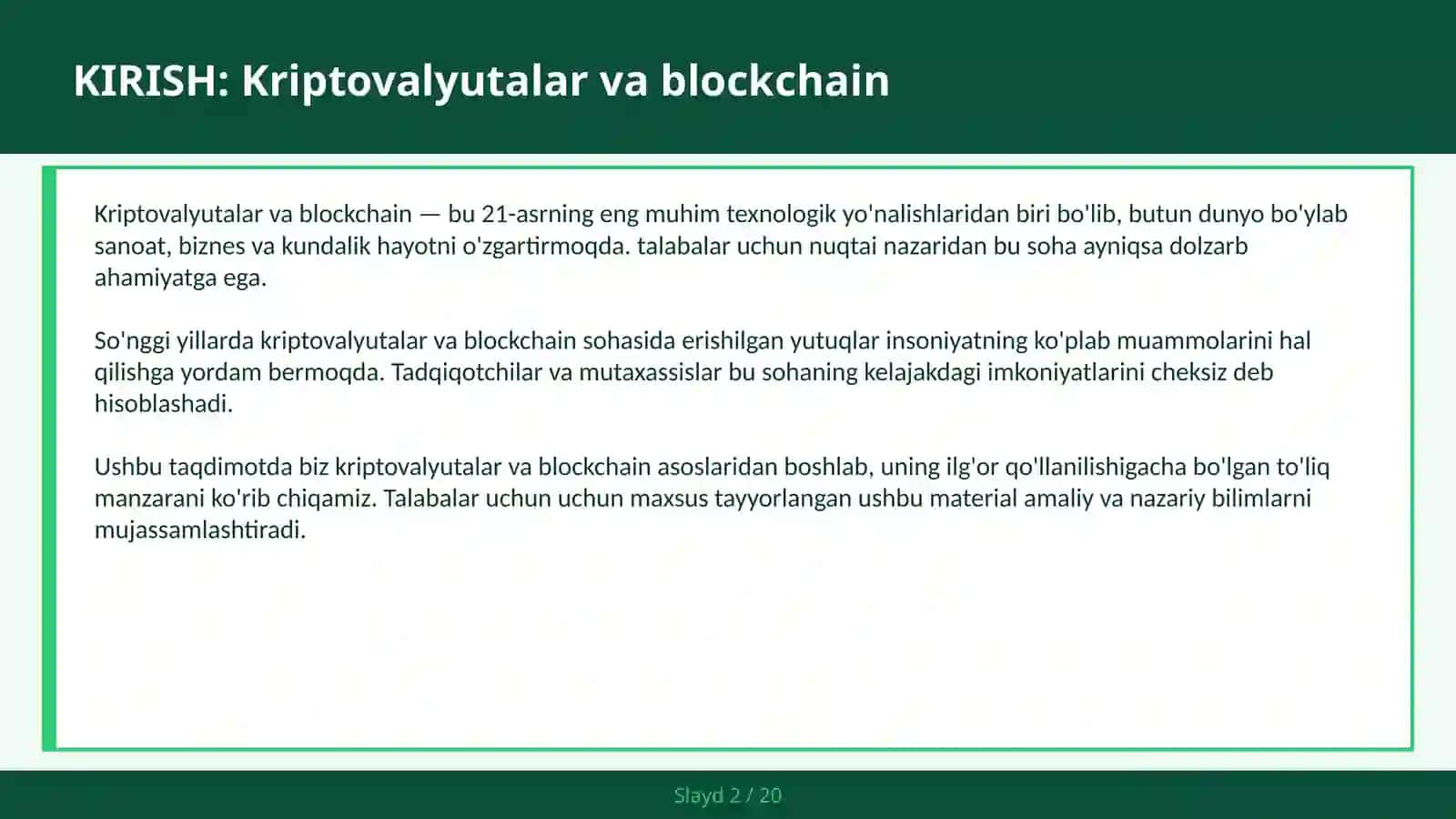 KRIPTOVALYUTALAR VA BLOCKCHAIN 2