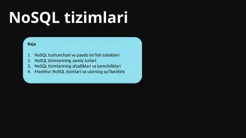 NoSQL tizimlari 2