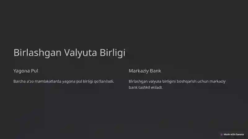 Valyuta Birligi: Muhim Tushunchalar 2