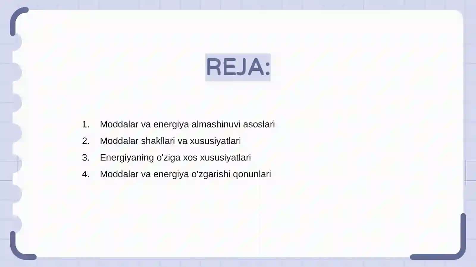 Moddalar va energiya almashinuvini o’rganish 2