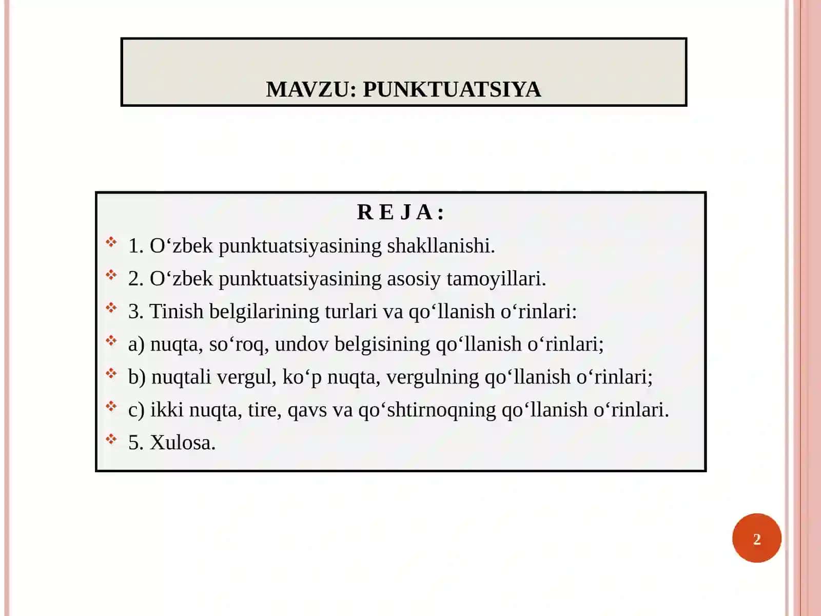 HOZIRGI O’ZBEK ADABIY TILI (PUNKTUATSIYA) 2
