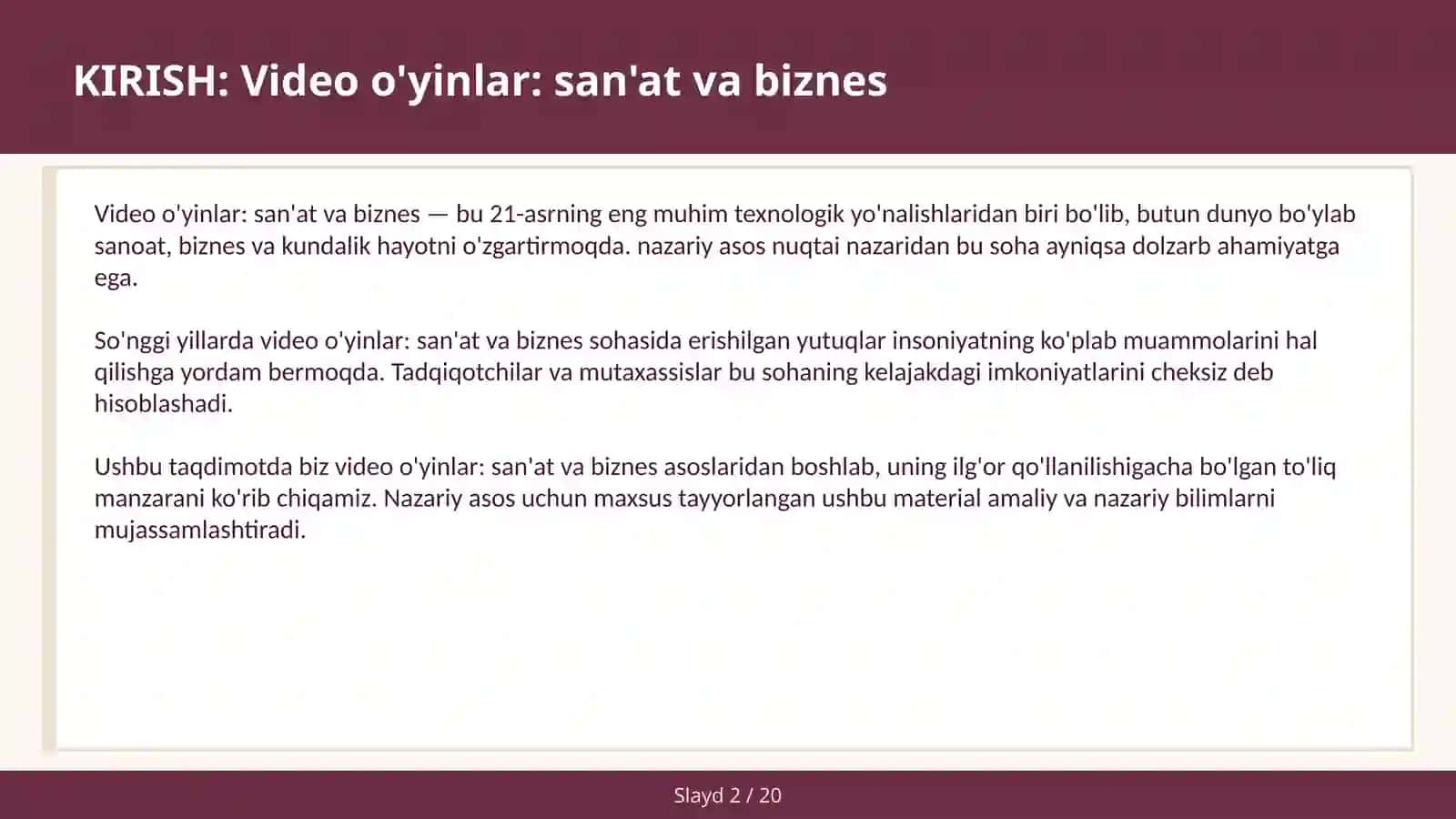 Video o'yinlar: san'at va biznes 2