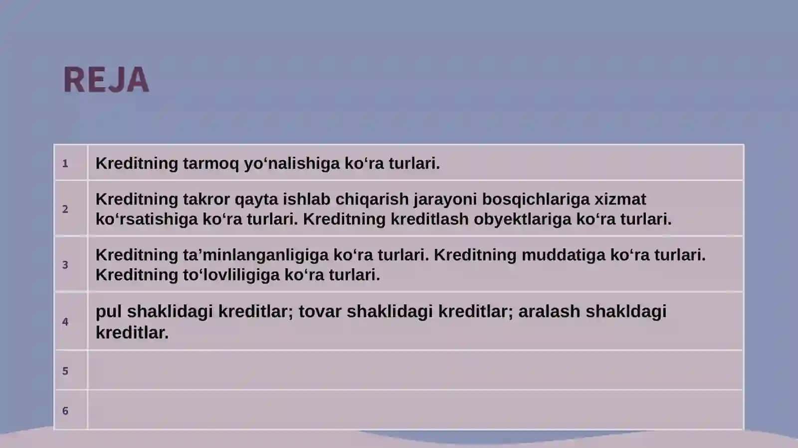 KREDIT UNINGMOHIYATI FUNKSIYALARI VA TURLARI 2