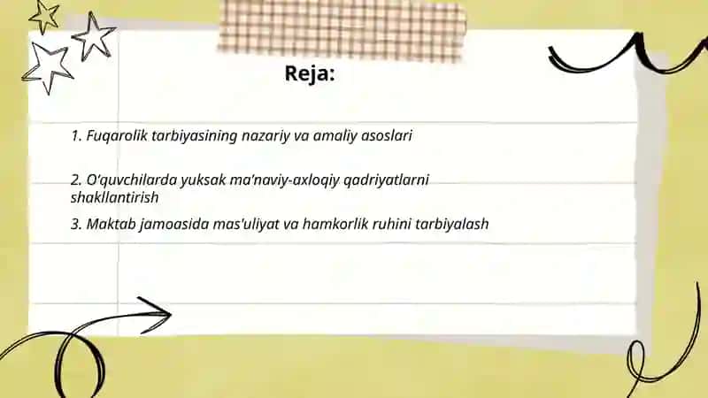 Fuqarolik tarbiyasi. Oʻquvchilarning yuksak maʼnaviy-axloqiy tarbiyasi 2
