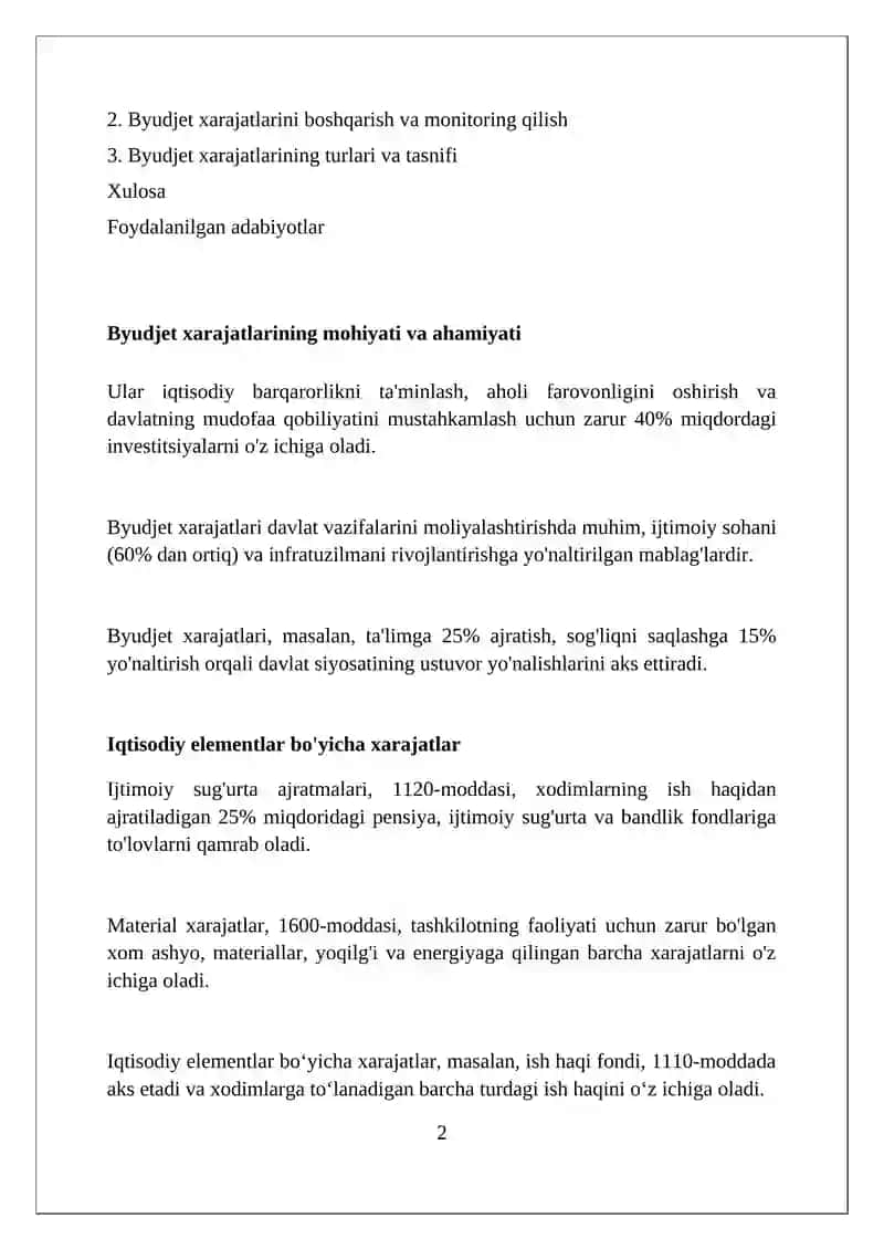 Byudjet xarajatlari va ularning turlari 2