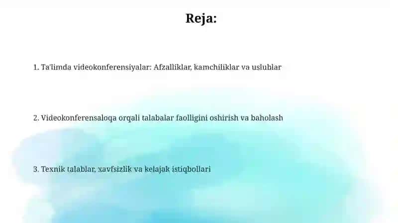 Ta'lim Jarayonida Video Konferensiyalar 2