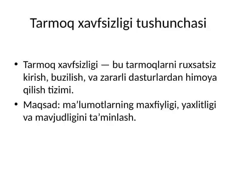 Tarmoq xavfsizligi bilan ishlash 2
