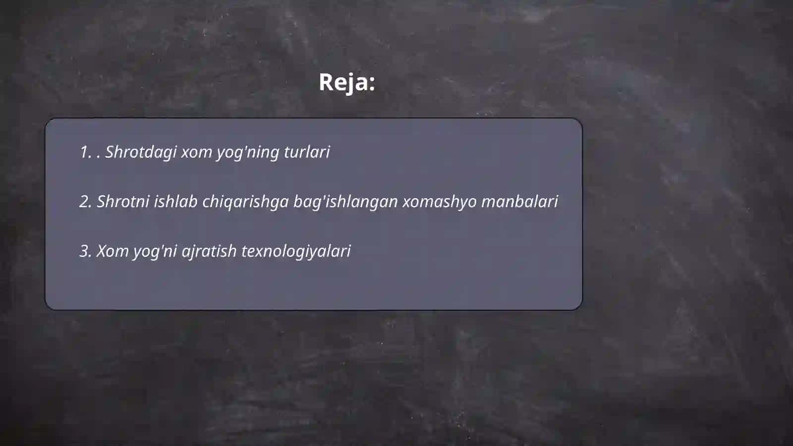 Shrotdagi xom yog' va kul miqdori 2