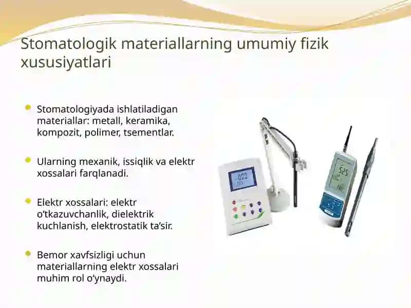 Stomatologik materiallarning elektr xossalari 2