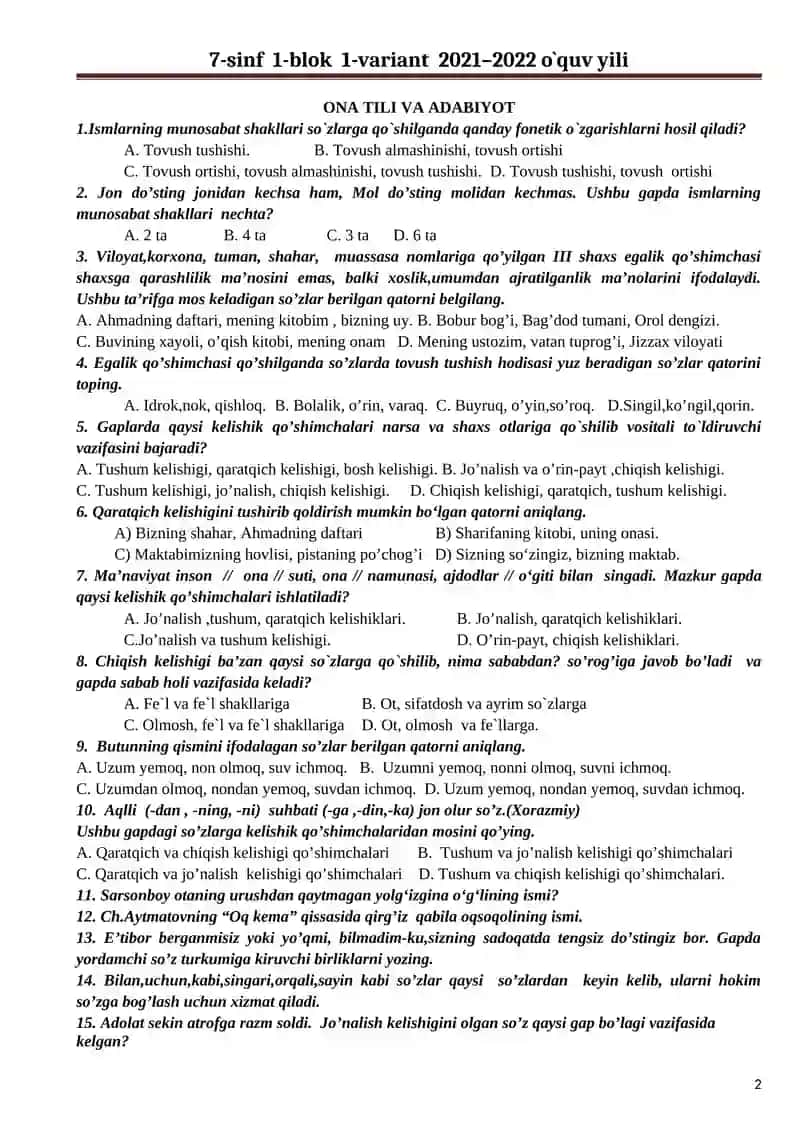 Ona tili va adabiyot 2