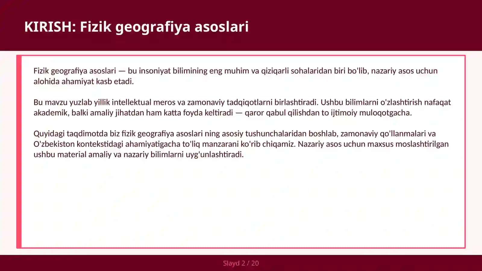 FIZIK GEOGRAFIYA ASOSLARI 2