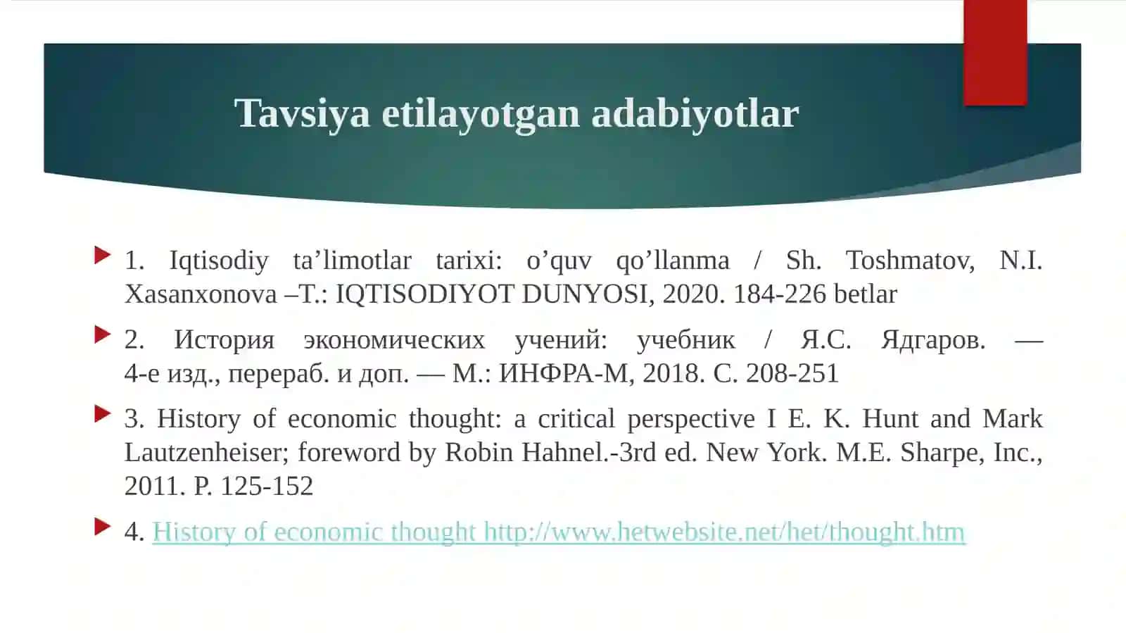Klassik iqtisodiy maktabga muxolif gʼoyalar Reja 2