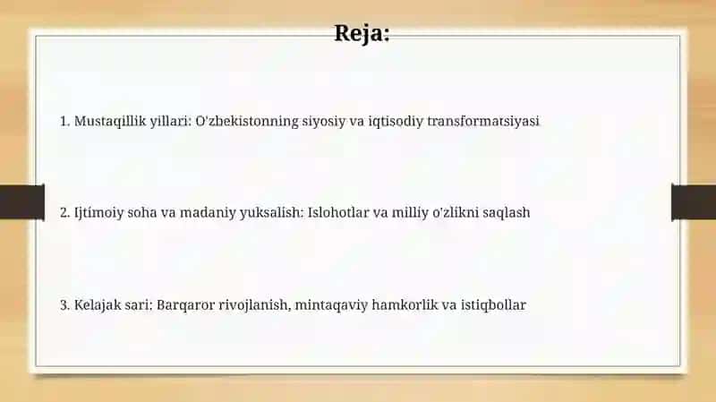 Oʻzbekistonning Oʻziga Xos Istiqboli va Taraqqiyot Yoʻli 2