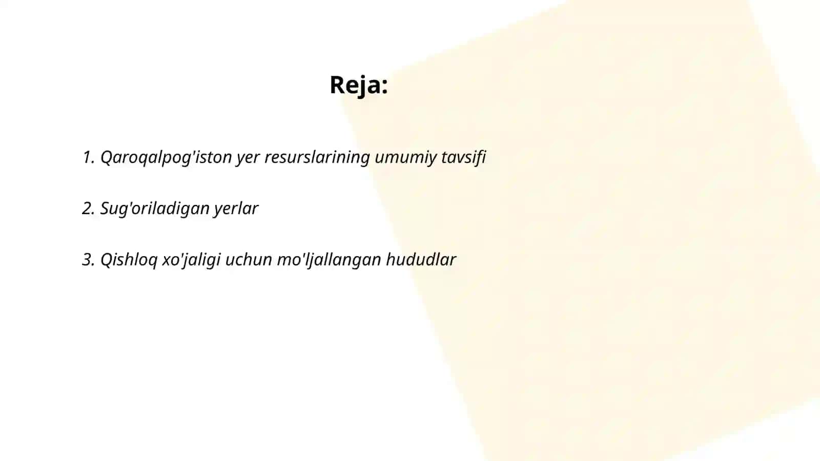 Qaroqalpog'istonda yer resurslark Olimboyev Quvonch 2