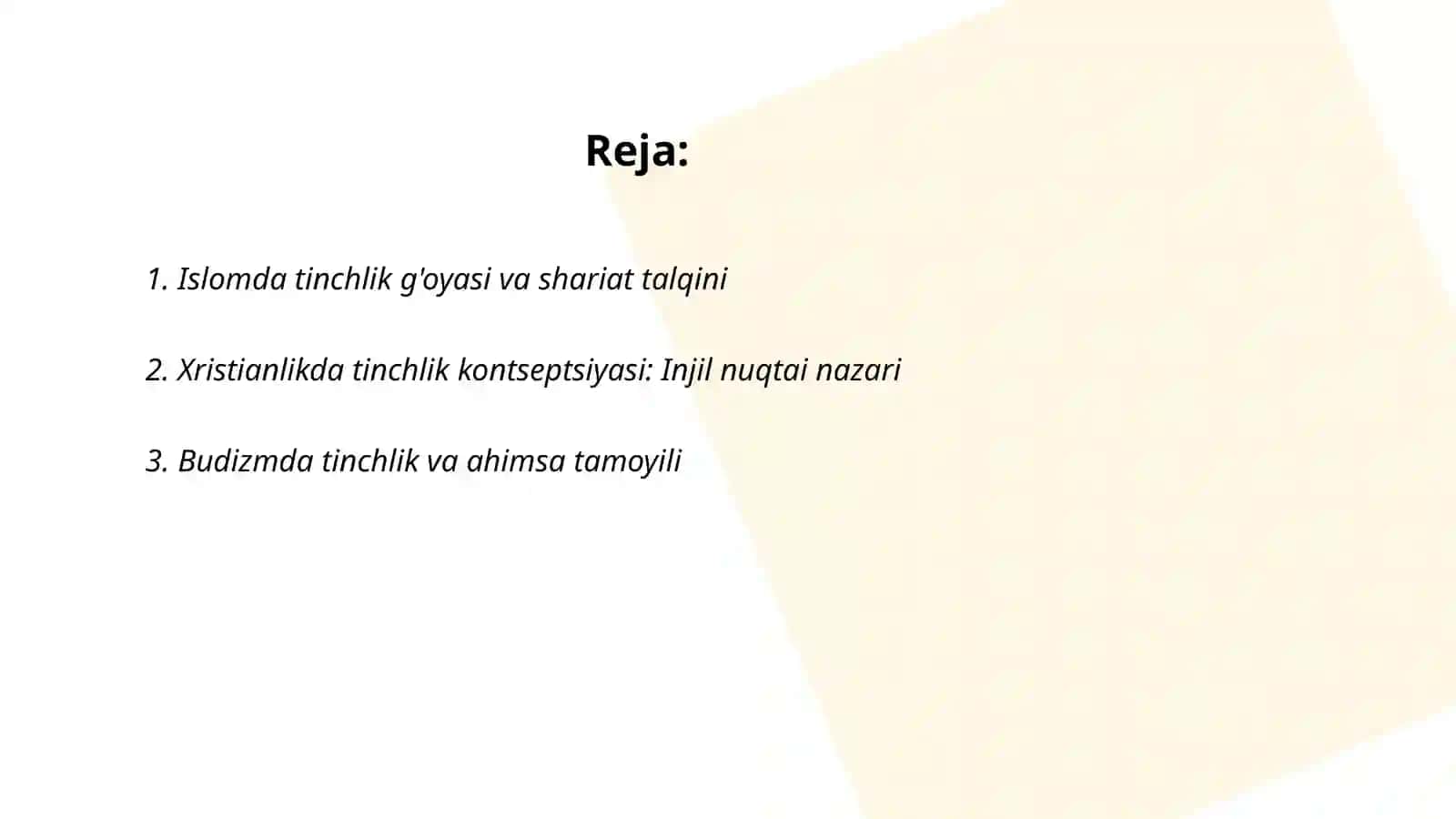 Dunyo dinlari tinchlik g'oyasi 2