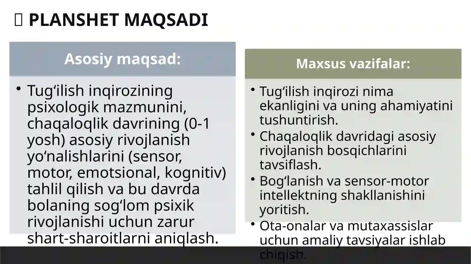 Chaqaloqlik davri va tug'ilish inqirozi 2